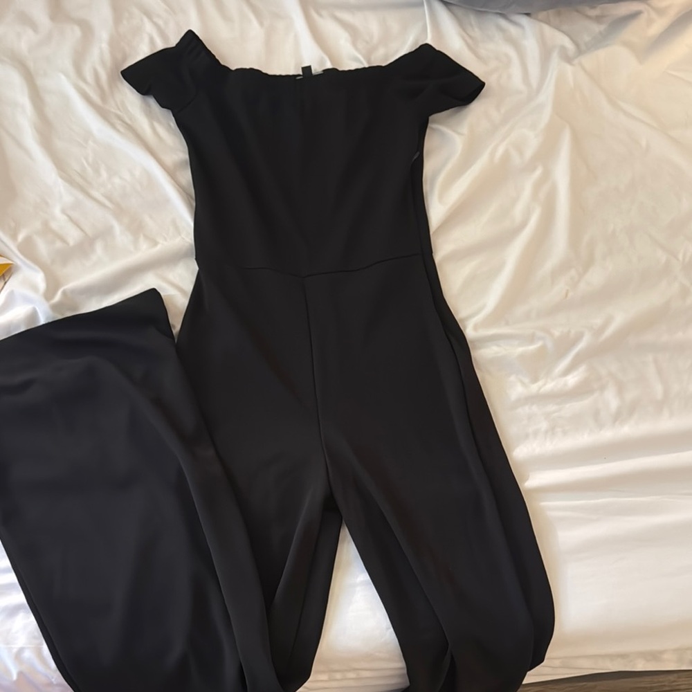 Lulu's Classic Black Off-Shoulder Jumpsuit